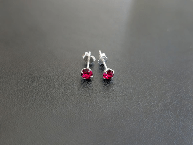 Boucles d'oreilles, cristal 4mm Ruby