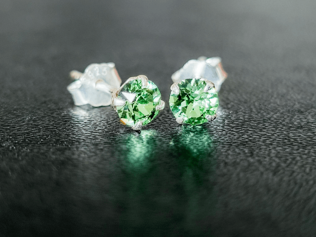 Boucles d'oreilles, cristal 4mm Peridot