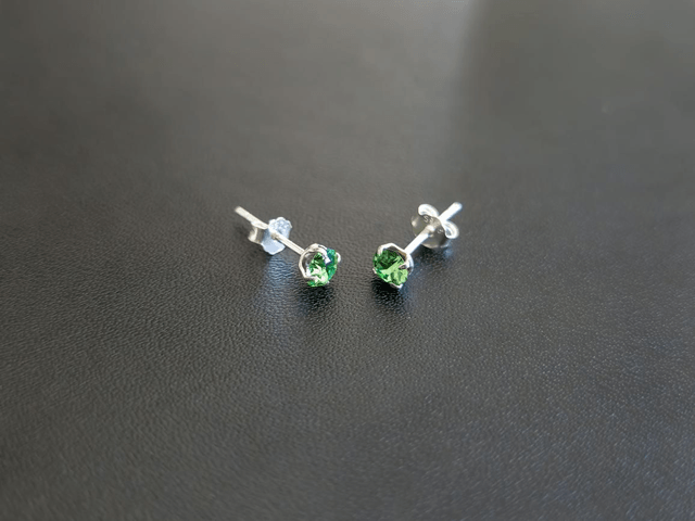 Boucles d'oreilles, cristal 4mm Peridot